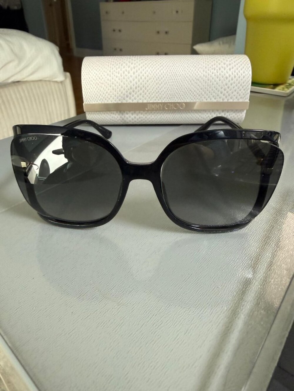 Jimmy Choo TILDA/G/ 80790 Black Silver Glitter Womens Sunglasses